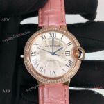 Cartier Ballon Bleu Lady 33mm Rose Gold Silver Dial Watch Swiss Grade 1